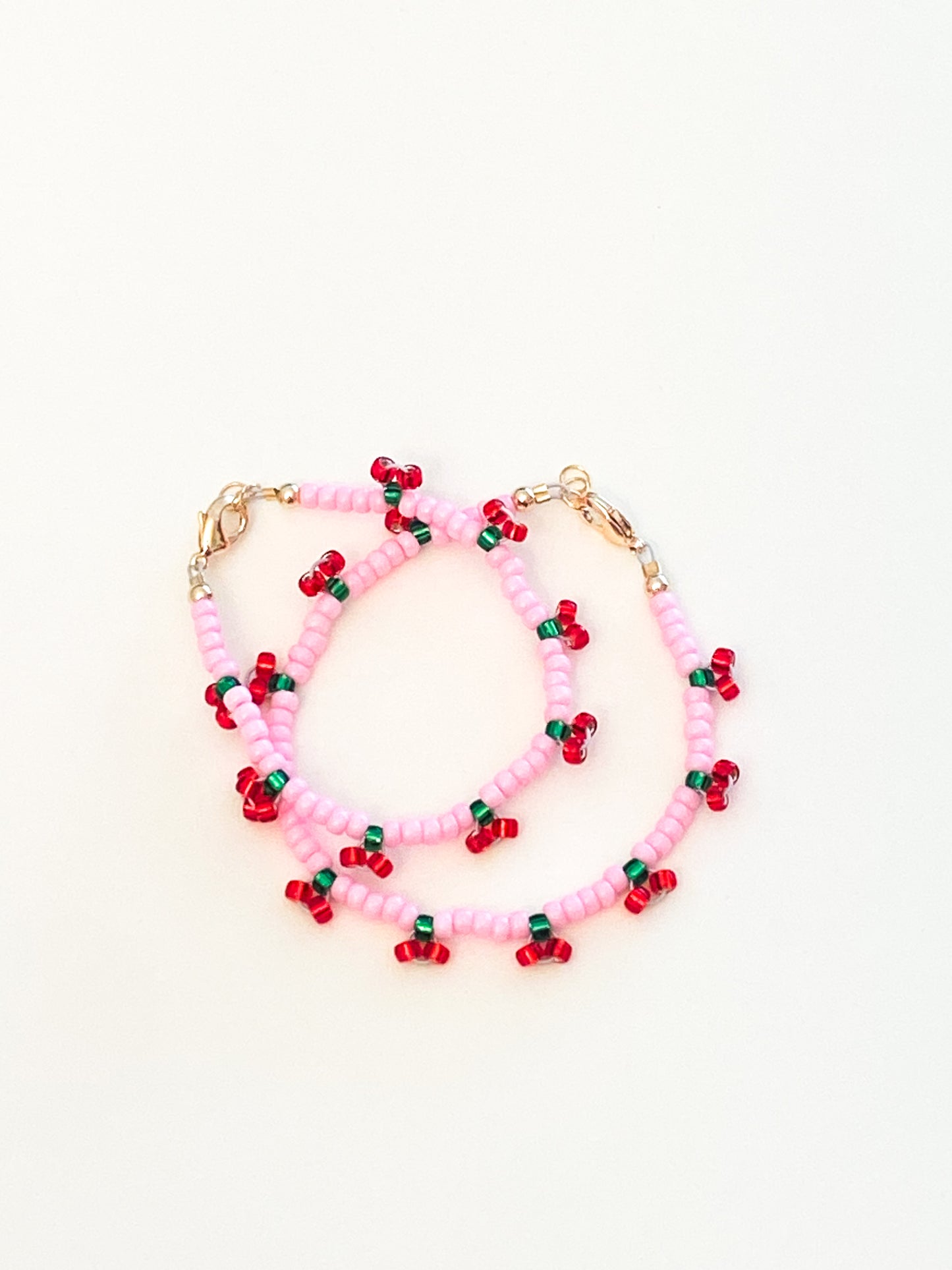 Pink cherry bracelet
