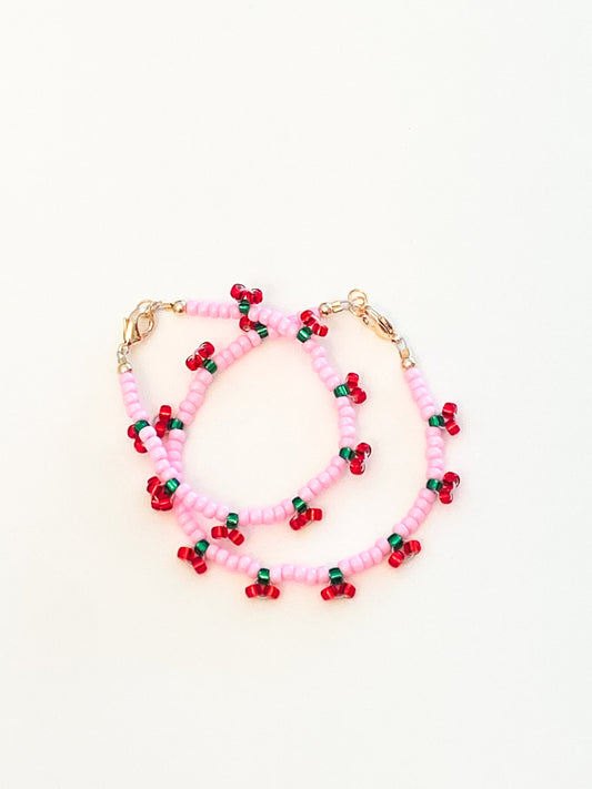 Pink cherry bracelet